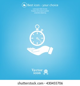 flat hand giving the clock icon 