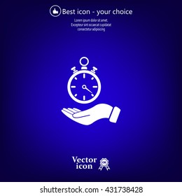 flat hand giving the clock icon 