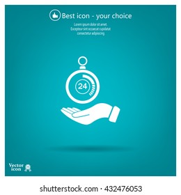 flat hand giving the clock icon 