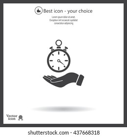 flat hand giving the clock icon 
