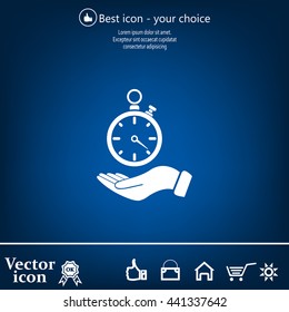flat hand giving the clock icon 