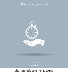 flat hand giving the clock icon 