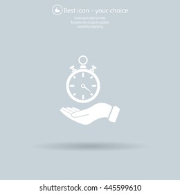 flat hand giving the clock icon 