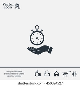 flat hand giving the clock icon 