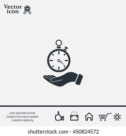flat hand giving the clock icon 