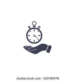 flat hand giving the clock icon 