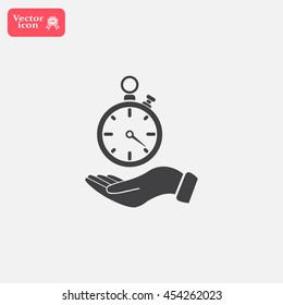 flat hand giving the clock icon 