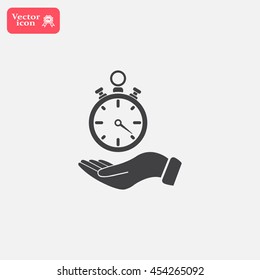 flat hand giving the clock icon 