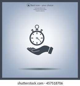 flat hand giving the clock icon 