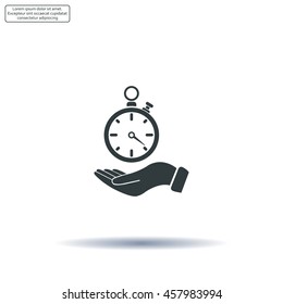 flat hand giving the clock icon 