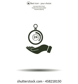 flat hand giving the clock icon 