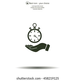 flat hand giving the clock icon 