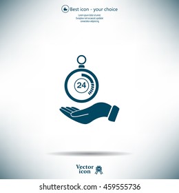 flat hand giving the clock icon 