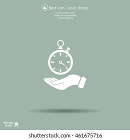 flat hand giving the clock icon 
