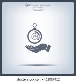 flat hand giving the clock icon 
