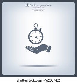flat hand giving the clock icon 