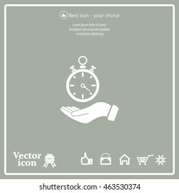 flat hand giving the clock icon 