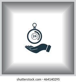 flat hand giving the clock icon 