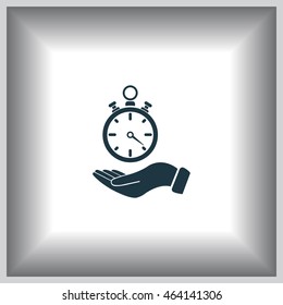 flat hand giving the clock icon 