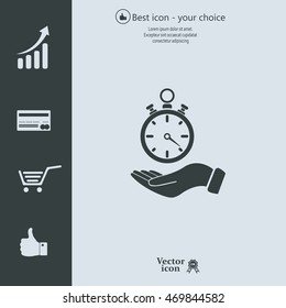 flat hand giving the clock icon 