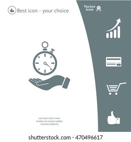 flat hand giving the clock icon 