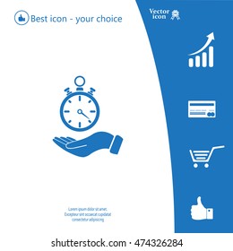 flat hand giving the clock icon 
