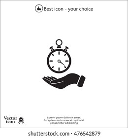 flat hand giving the clock icon 