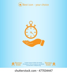 flat hand giving the clock icon 