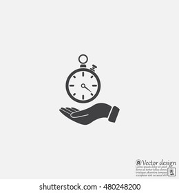 flat hand giving the clock icon 