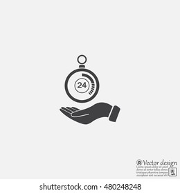 flat hand giving the clock icon 