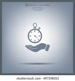 flat hand giving the clock icon 