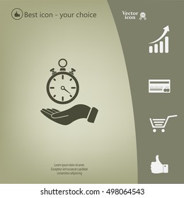 flat hand giving the clock icon 