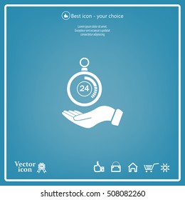 flat hand giving the clock icon 