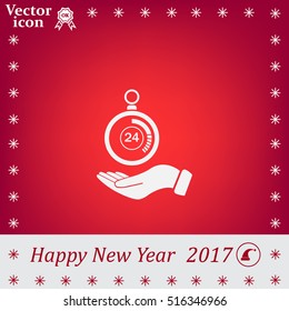flat hand giving the clock icon 