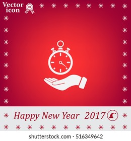 flat hand giving the clock icon 