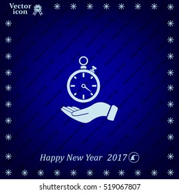 flat hand giving the clock icon 