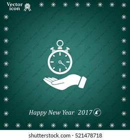 flat hand giving the clock icon 