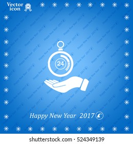 flat hand giving the clock icon 