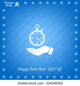flat hand giving the clock icon 