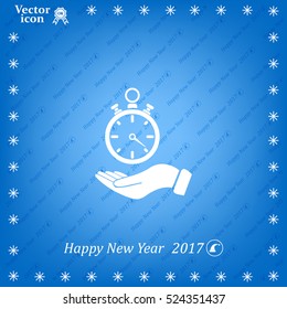 flat hand giving the clock icon 