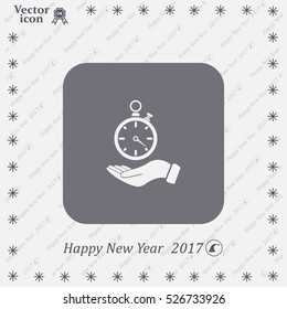 flat hand giving the clock icon 