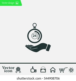 flat hand giving the clock icon 