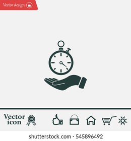 flat hand giving the clock icon 