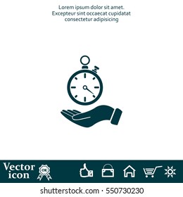 flat hand giving the clock icon 