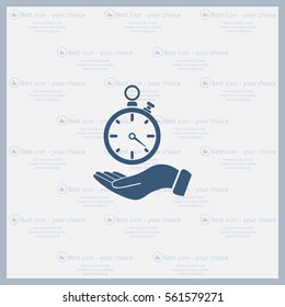 flat hand giving the clock icon 
