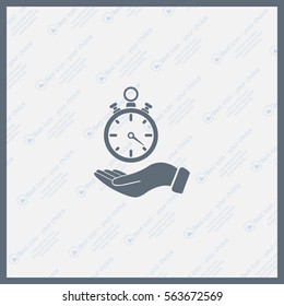 flat hand giving the clock icon 