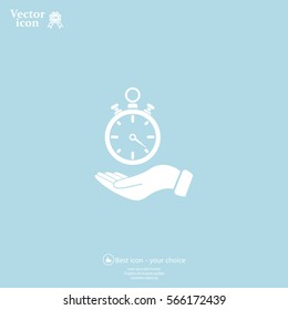 flat hand giving the clock icon 