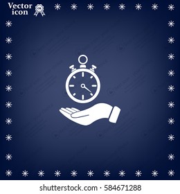 flat hand giving the clock icon 