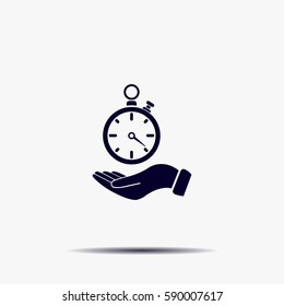 flat hand giving the clock icon 