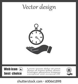 flat hand giving the clock icon 